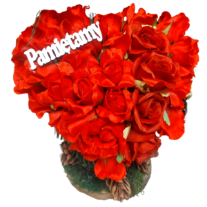 Kompozycja Nagrobna "Serce z Różami" – Sztuczne Kwiaty, 30x30 cm