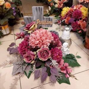 Stroik Pamiętamy + znicz aniołek