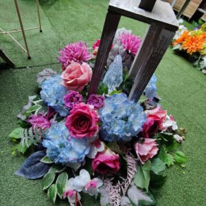 Duży stroik niebieska hortensja