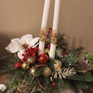 Stroik na drewnie dwie świece