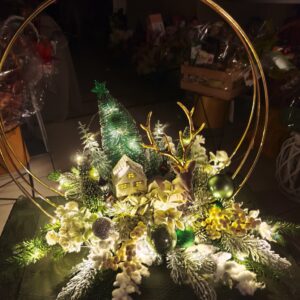 Stroik świąteczny złoty owal duży