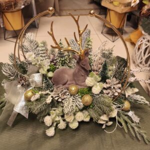 Stroik Świąteczny złoty owal średni