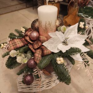 Świąteczny stroik - delikatne odcienie, styl glamour