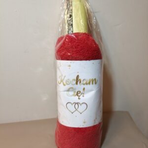 Butelka „Kocham Cię!” – pluszowy ręcznik w formie wina