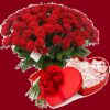 101 Róż czerwonych z sercem Raffaello