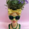 Doniczka Diva – kokarda, okulary i kwiaty na głowie