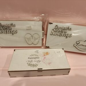 Drewniane pudełeczka-pamiątki na Chrzest Święty – laserowo wycinane, subtelne i eleganckie