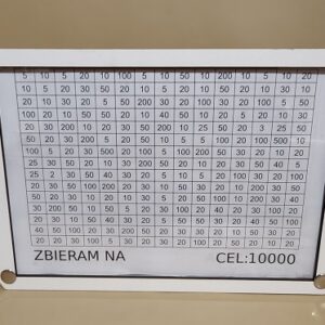 Skarbonka z planszą zrzutową – „Zbieram na 10 000 zł”