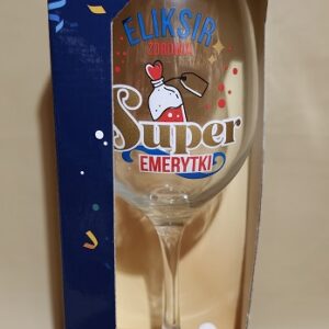 Kieliszek „Super Emerytka – Eliksir Zdrowia” – idealny prezent na emeryturę!