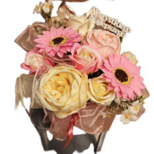 Pastelowy urok-mydane piwonie,róże i gerbery